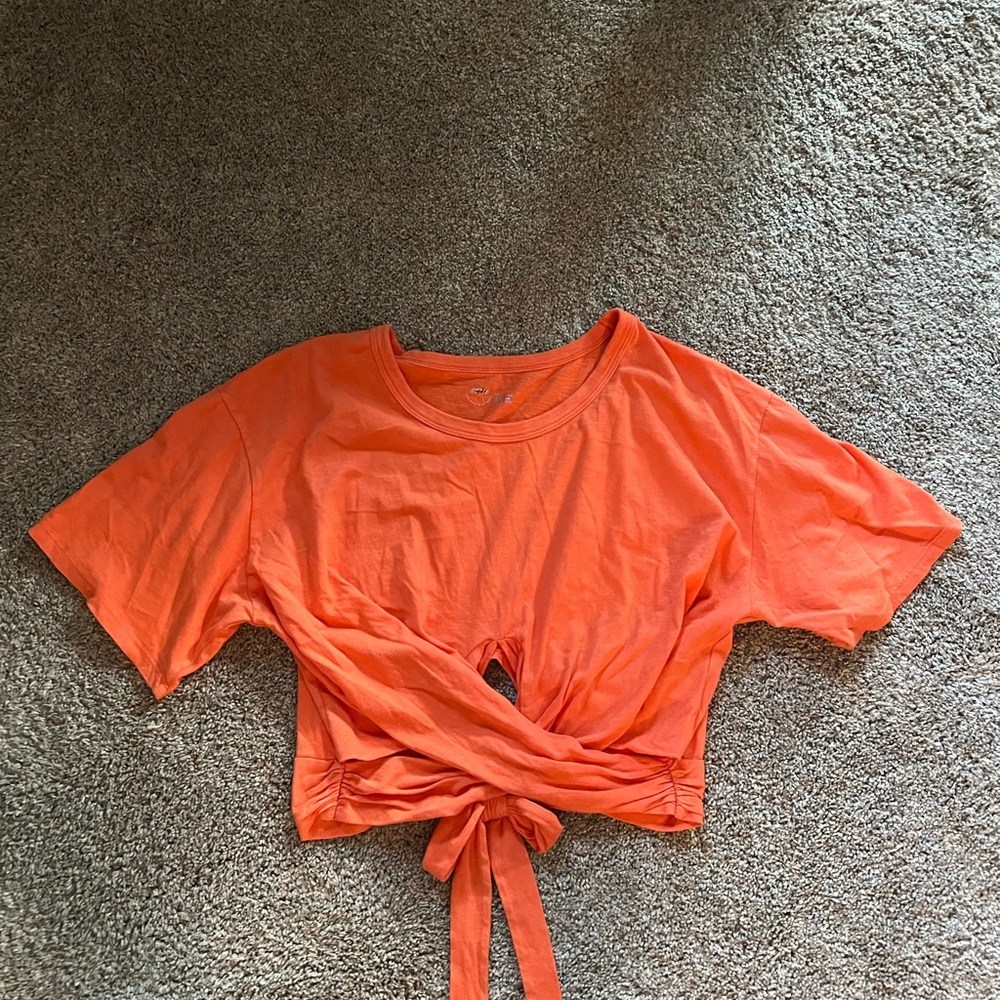 Aerie Women’s Peachy Orange Criss-Cross Tie Tee T-Shirt